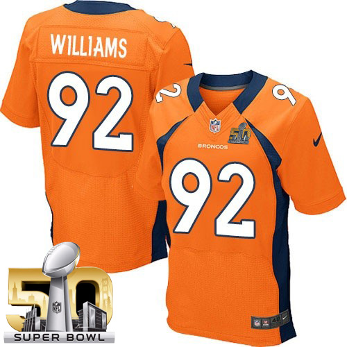 Men's Elite Sylvester Williams Super Bowl L Nike Jersey Orange Home - #92 NFL Denver Broncos